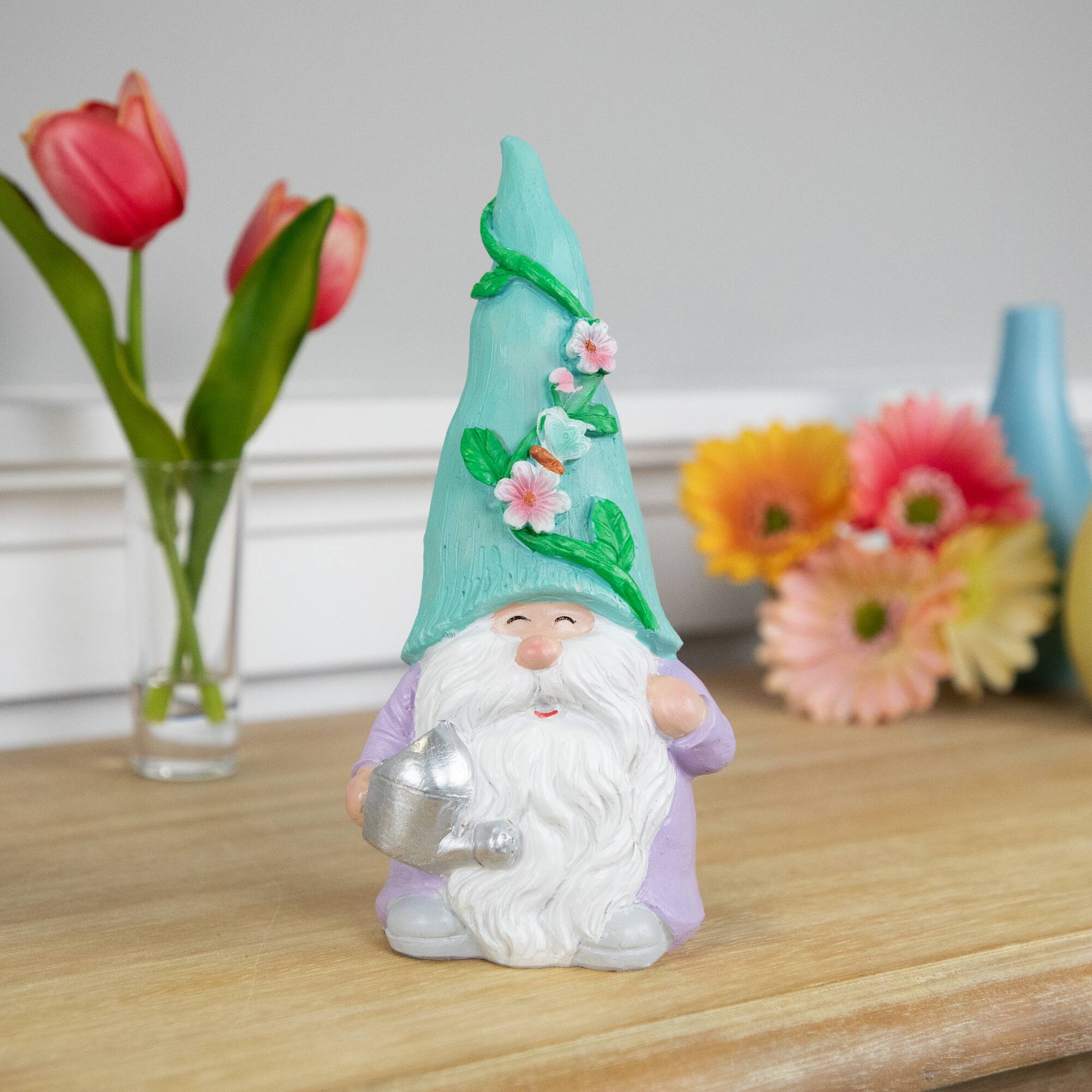 7.75" Happy Gardening Gnome with Watering Can Outdoor Garden Statue